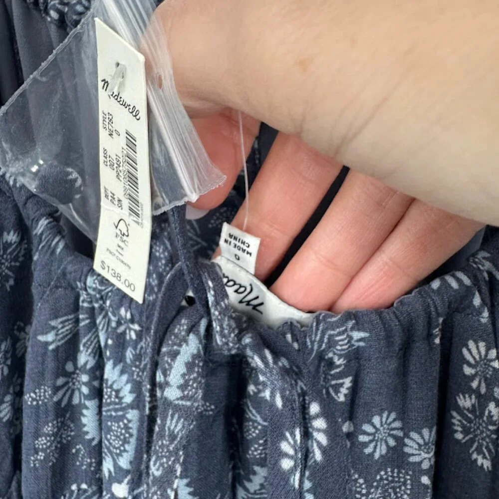Madewell Archival Floral Tie-Back Button-Front Midi Dress Size 0 NWT - Picture 11 of 15